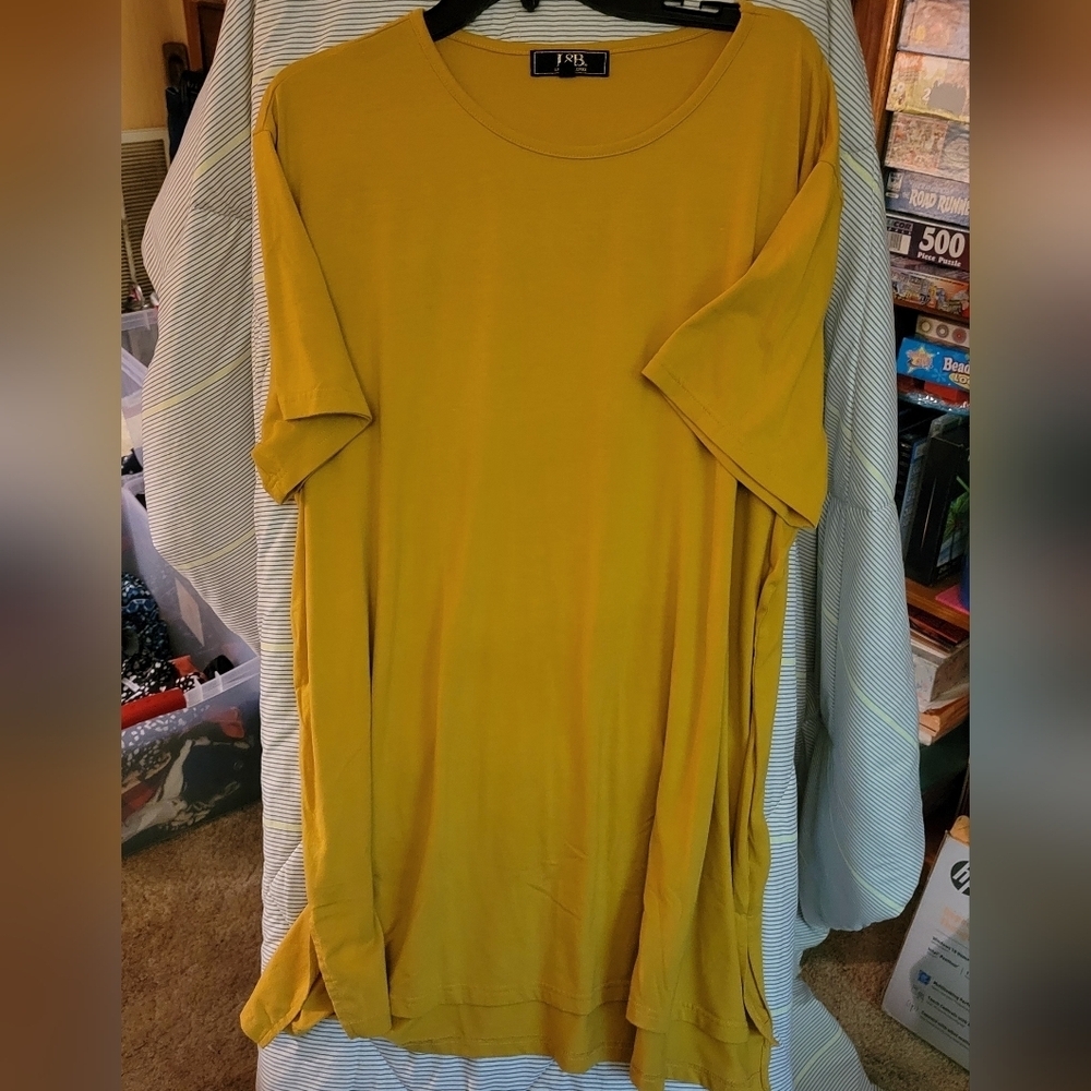 L & B Lucky & Blessed Mustard Yellow Tunic Top